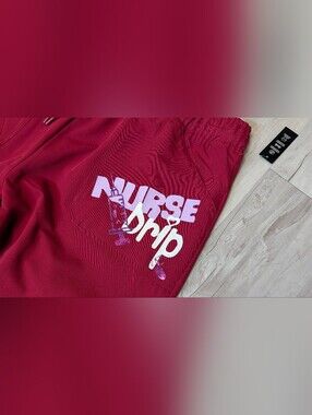 Nurse Drip Glitter Design Scrub Pants XL NWT